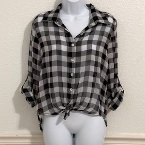 Black and White checkered sheer top by Living Doll Size Small